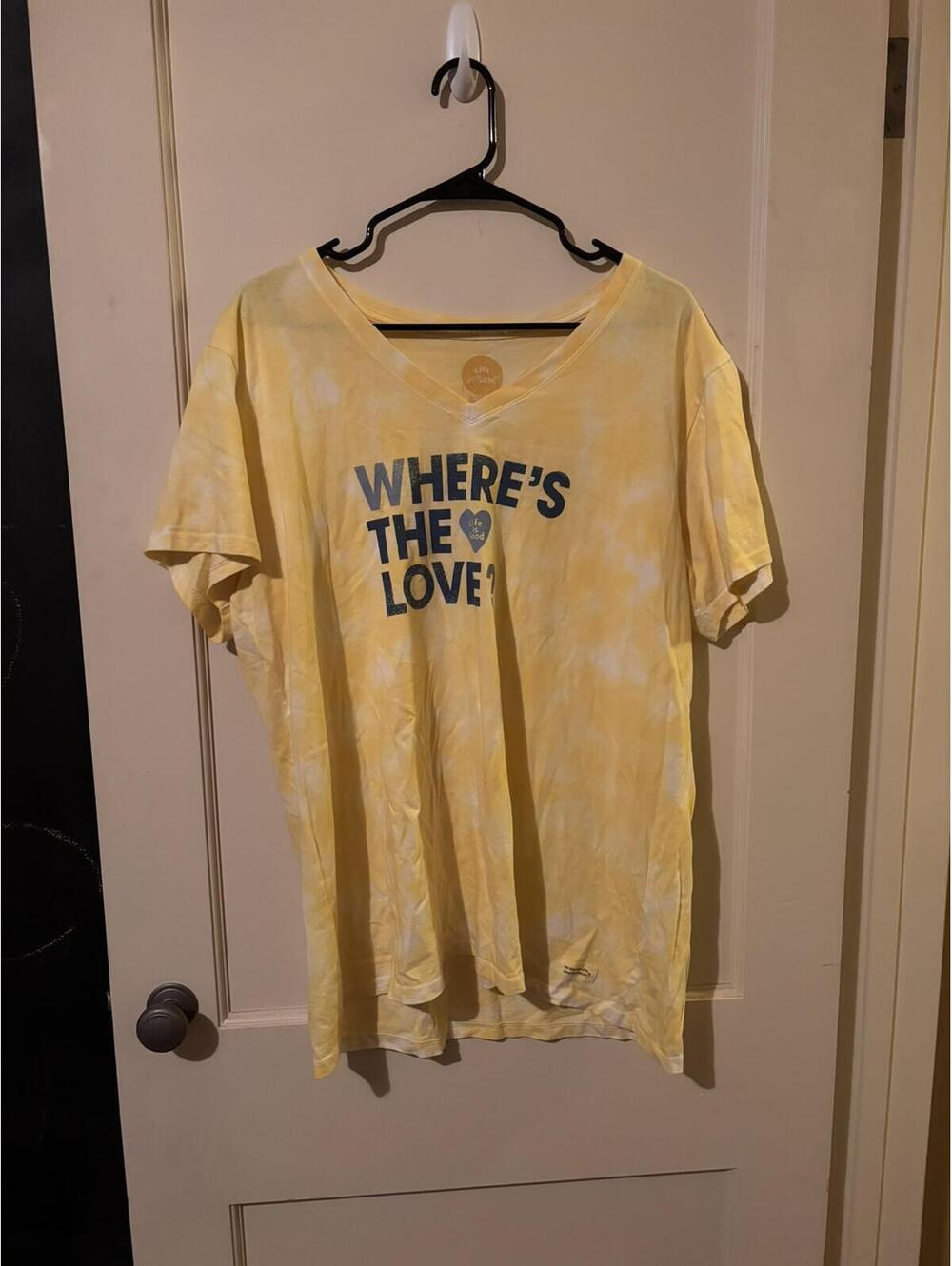 Life is Good Where's the Love? Yellow Tie-Dye Graphic T-Shirt